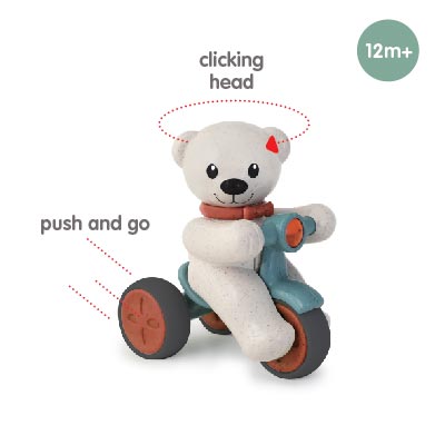 Push And Go Teddy Detail Image - Tolo Toy