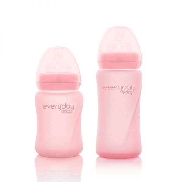 everyday-baby-rose-pink-silicone-coated-glass-bottles-pjm-distributions-150-240-mm