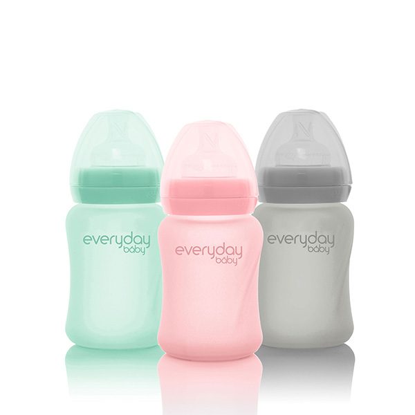 everyday-baby-silicone-coated-glass-baby-bottles-pink-mint-grey-150-ml-pjm-distributions-inc